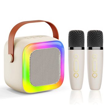 Light Mini Karaoke Machine Teen Adults With Wireless Microphones Lights Toys Party Home Gifts