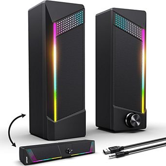 Light Touch Computer Speakers Gaming Laptop Desktop Monitor With Touch Lighting 3.5mm