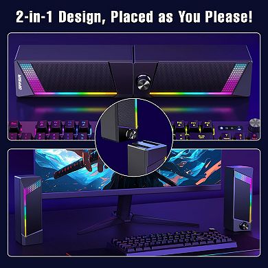 Light Touch Computer Speakers Gaming Laptop Desktop Monitor With Touch Lighting 3.5mm