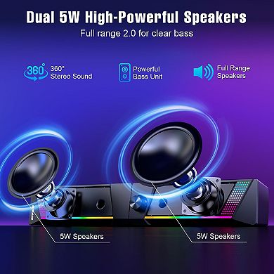 Light Touch Computer Speakers Gaming Laptop Desktop Monitor With Touch Lighting 3.5mm