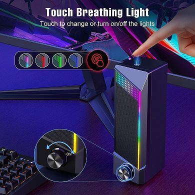 Light Touch Computer Speakers Gaming Laptop Desktop Monitor With Touch Lighting 3.5mm