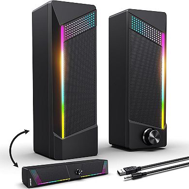 Light Touch Computer Speakers Gaming Laptop Desktop Monitor With Touch Lighting 3.5mm