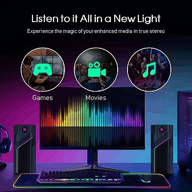 Light Touch Gaming Computer Speakers Desktop With Dynamic Lighting Modes Touch Control Stereo Sound