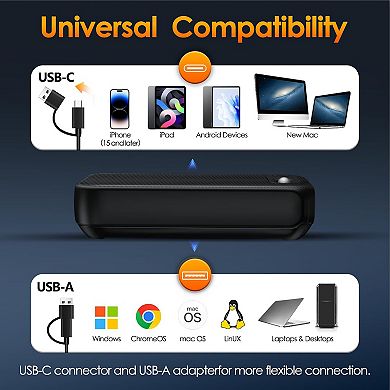 Light Smart Usb-a/usb-c Computer Speakers Desktop Wired Portable Mini Sound-bar Monitor With Stereo