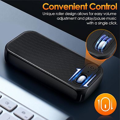Light Smart Usb-a/usb-c Computer Speakers Desktop Wired Portable Mini Sound-bar Monitor With Stereo