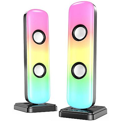Light Computer Speakers Desktop Hi-fi Stereo Gaming With 3.5mm Aux-in Connection Controllable Lights