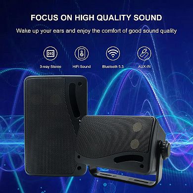 Outdoor Speakers Wired Waterproof Upgrade Wall Mount Durable Mountable Loud Sound System Patio