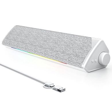 Light Computer Speakers Usb-c/usb Plug-n-play With Dynamic Light Surround Sound Soundbar Rotary