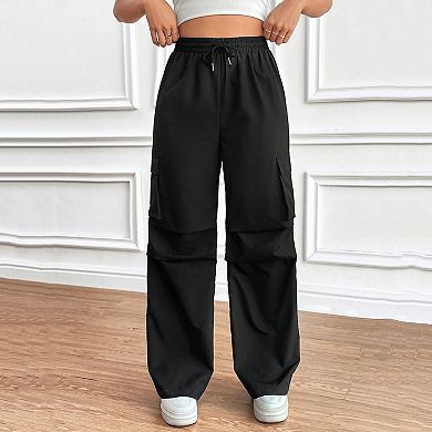 Women Drawstring Sweatpants Casual Wide Leg Trouser with Pockets