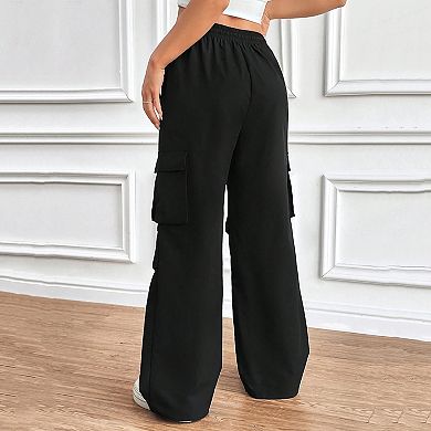 Women Drawstring Sweatpants Casual Wide Leg Trouser with Pockets
