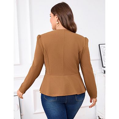 Plus Size Women Casual Business Blazers Lightweight Cardigan Jackets