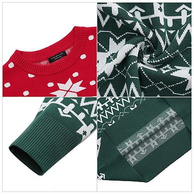 Men's Festive Knit Sweater Holiday Print Long Sleeve Pullover for Ugly Christmas Parties