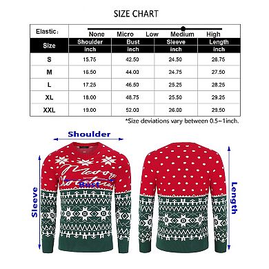 Men's Festive Knit Sweater Holiday Print Long Sleeve Pullover for Ugly Christmas Parties