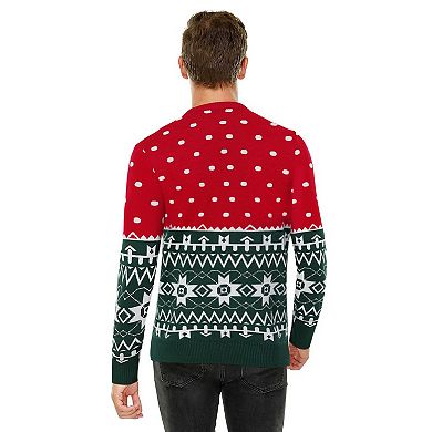 Men's Festive Knit Sweater Holiday Print Long Sleeve Pullover for Ugly Christmas Parties