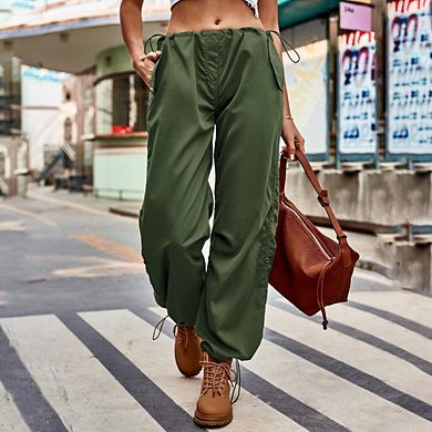 Women Adjustable Drawstring Cargo Pants with Pockets