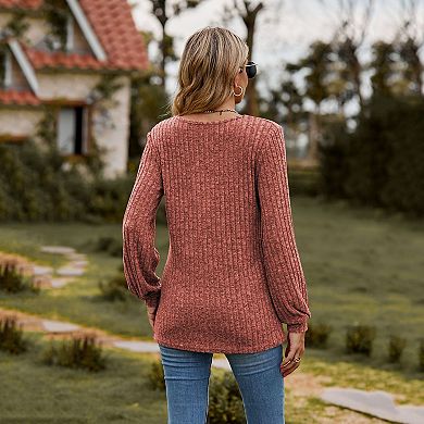 Women Long Sleeves Knit Shirts Button Down Casual Blouses