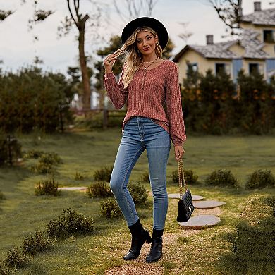 Women Long Sleeves Knit Shirts Button Down Casual Blouses