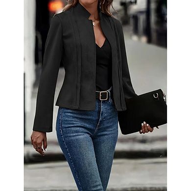 Women Casual Business Coat Long Sleeve Cropped Jacket