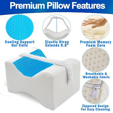 Cooling Memory Foam Knee Pillow for Side Sleepers Pain Relief