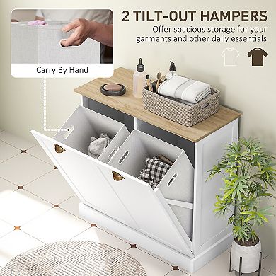 HOMCOM Laundry Hamper Cabinet, Tilt-Out Bathroom Storage Cabinet,