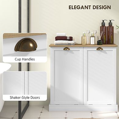 HOMCOM Laundry Hamper Cabinet, Tilt-Out Bathroom Storage Cabinet,