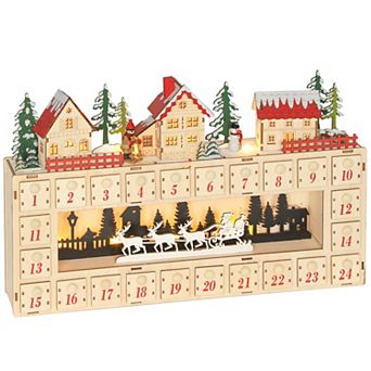HOMCOM Lighted Christmas Advent Calendar, Advent Calendar with 24 Drawers