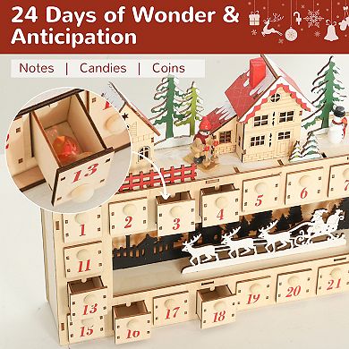 HOMCOM Lighted Christmas Advent Calendar, Advent Calendar with 24 Drawers