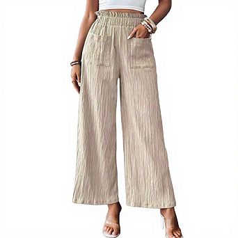 Women Wide Leg Pants High Casual Trousers with Pockets