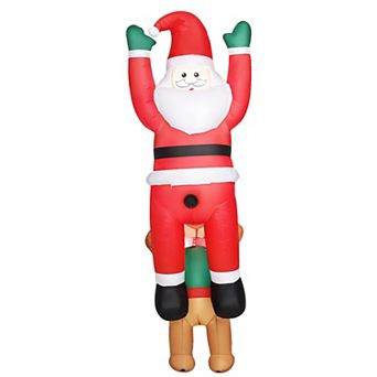 Outsunny 7FT Hanging Christmas Inflatable Santa with Dog, Blow Up Decor