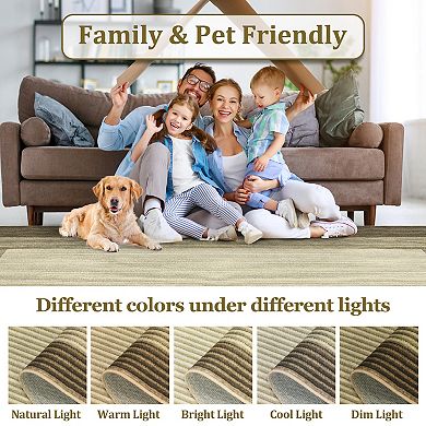 Modern Border Machine Washable Rug Non-Slip Non Shedding Gradient Soft Low Pile Foldable Carpet