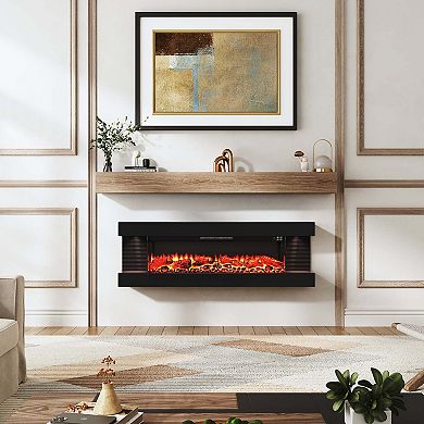 50/60 in. Wall Mount Metal Hanging Electric Fireplace with Remote Control and LED Side Lights