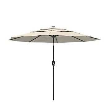 10 ft. LED 3 tier Patio Market Umbrella with Double Airvent