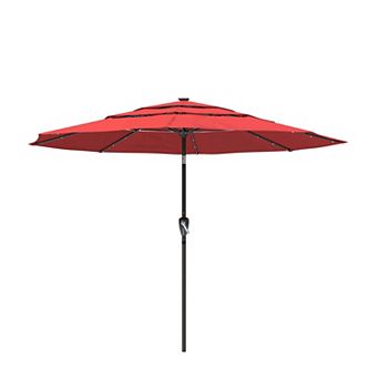 10 ft. LED 3 tier Patio Market Umbrella with Double Airvent