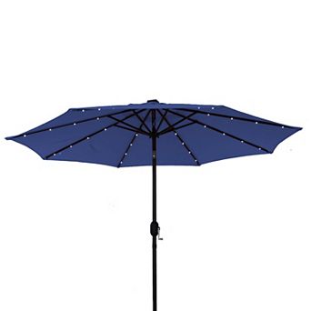 9 ft Patio Umbrella Outdoor Market 32 LED Solar Umbrella with Tilt and Crank