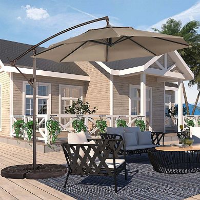 10 ft. Outdoor Cantilever Hanging Patio Umbrella Waterproof and UV Resistant Without Base