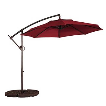 10 ft. Outdoor Cantilever Hanging Patio Umbrella Waterproof and UV Resistant Without Base