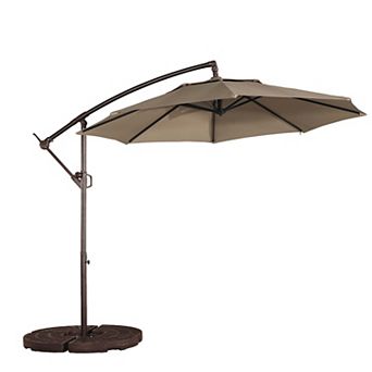 10 ft. Outdoor Cantilever Hanging Patio Umbrella Waterproof and UV Resistant Without Base