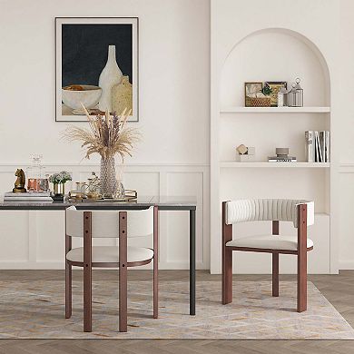 Fabric Dining Chairs with Curved Back (Set of 2)