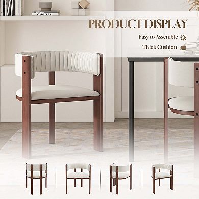 Fabric Dining Chairs with Curved Back (Set of 2)