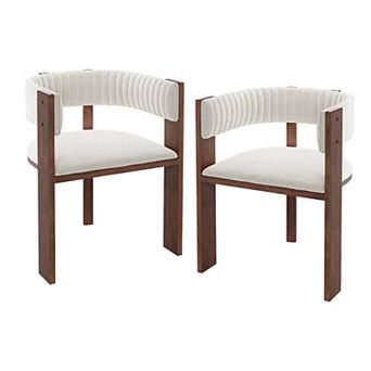 Fabric Dining Chairs with Curved Back (Set of 2)