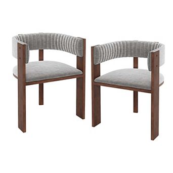 Fabric Dining Chairs with Curved Back (Set of 2)
