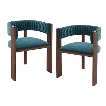 Fabric Dining Chairs with Curved Back (Set of 2)