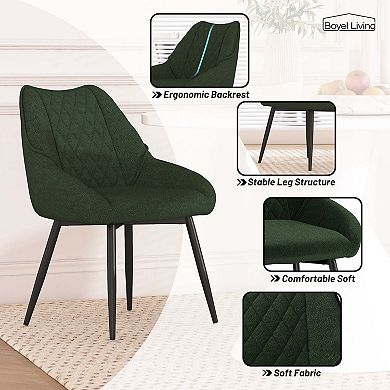 Fabric Diamond Shaped Soft Side Chair with Metal Legs(Set of 2)
