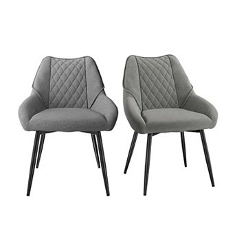 Fabric Diamond Shaped Soft Side Chair with Metal Legs(Set of 2)