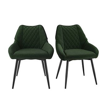 Fabric Diamond Shaped Soft Side Chair with Metal Legs(Set of 2)