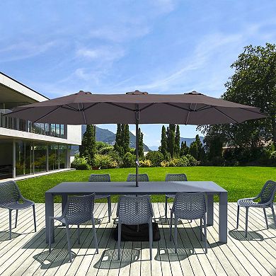 15ft Extra-Large Outdoor Market Double-Sided Fade Resistant & UV Resistant Patio Umbrella with Base