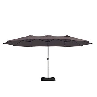 15ft Extra-Large Outdoor Market Double-Sided Fade Resistant & UV Resistant Patio Umbrella with Base