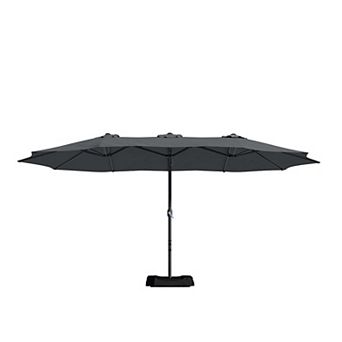 15ft Extra-Large Outdoor Market Double-Sided Fade Resistant & UV Resistant Patio Umbrella with Base