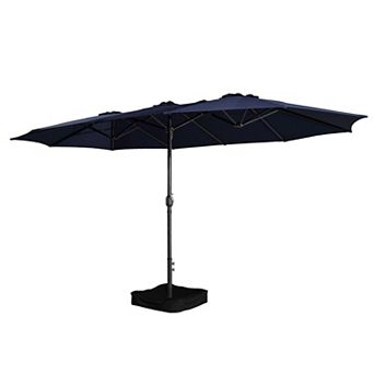 15ft Extra-Large Outdoor Market Double-Sided Fade Resistant & UV Resistant Patio Umbrella with Base