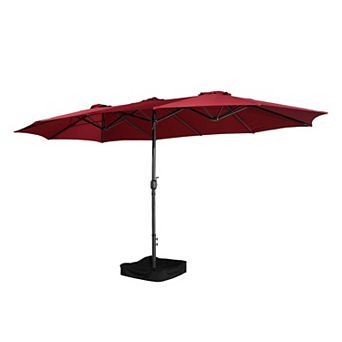 15ft Extra-Large Outdoor Market Double-Sided Fade Resistant & UV Resistant Patio Umbrella with Base